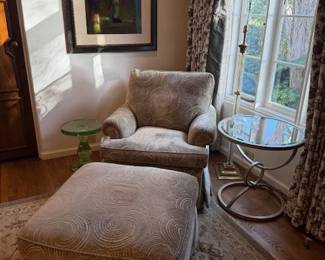 Upholstered Club Chair and Ottoman