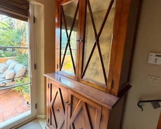 Tall Wood Cabinet with Mirror Insets