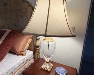 Pr. Glass and Brass Table Lamps
