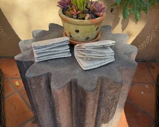 Pleated Stone Patio Side Table