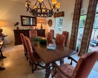 Dining Table with 8 Upholstered Chairs