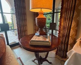 Italian Regency Style Round Wood Side Table (pr.)