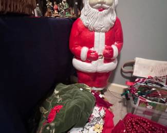 Vintage blow mold Santa Claus figure, Christmas collectibles lot