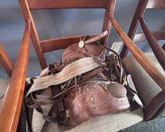 Leather boots, hat, and accessories