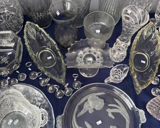 Crystal vases and etched bowls