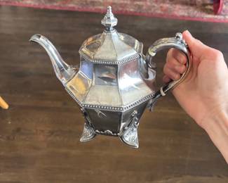 Silver teapot detail