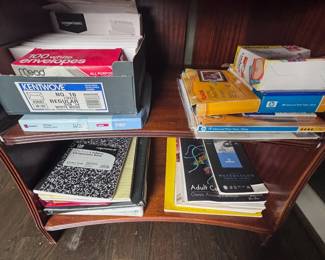 Office supplies, envelopes, notebooks, photo paper