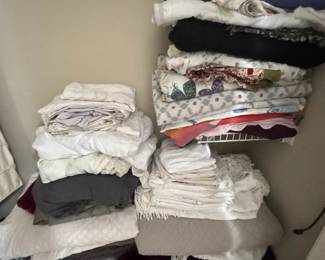 Linen closet, sheets and towels