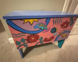 Hand-painted folk art storage chest