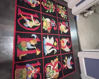 12 Days of Christmas hooked rug