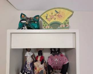 Handmade cloth dolls and decorative fan