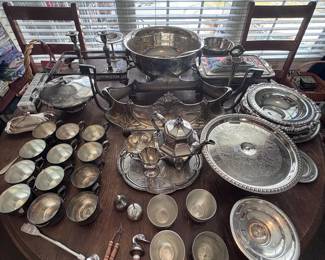 Silver-plated serving pieces