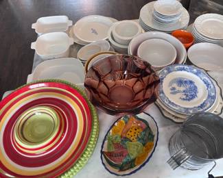 Assorted dishes and serving bowls