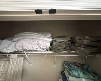 Closet shelf blankets and linens