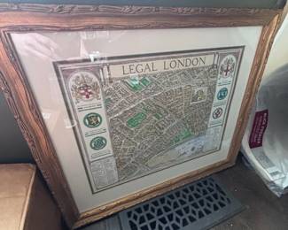 Framed Legal London vintage map print