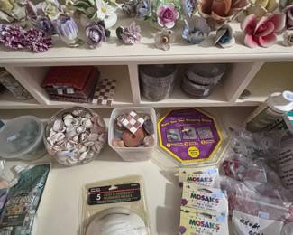 Mosaic supplies, stepping stone kit, porcelain flowers