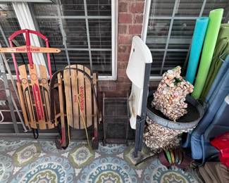 Vintage sled and outdoor items