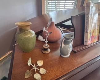 Decorative pottery vases and brass decor