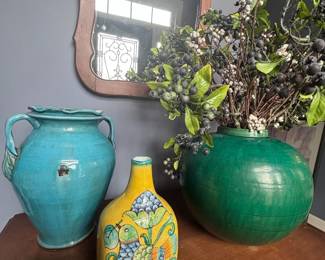 Colorful ceramic pottery vases collection