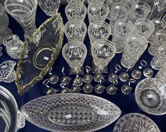 Crystal stemware and serving dishes