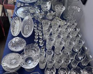 Large crystal and cut glass collection, bowls, vases, serving pieces, stemware