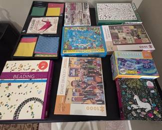 Jigsaw puzzle collection 1000 piece, origami kit, beading book, craft supplies