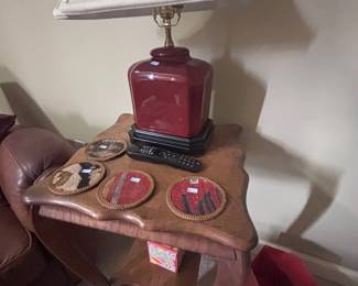 Red ceramic table lamp