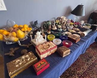 Assorted collectibles and decorative boxes