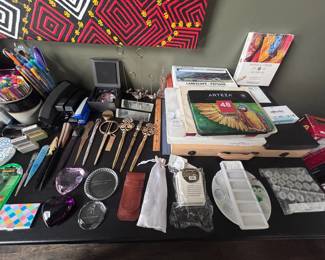 Arteza art supplies, Sennelier pastels, letter openers, palettes