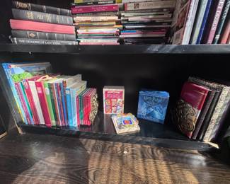 Books, tarot cards, and decorative bookends