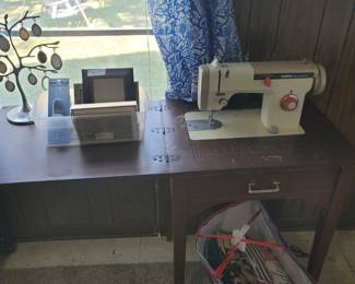 Vintage Brother Sewing Machine & Cabinet