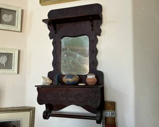 Walnut Wall Mounted Shaving Mirror 