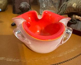 Japanese Red & White Glass Bowl