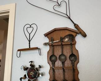 Heart Rug Beater  Vintage Wedding Spoons and Wall Hanging  