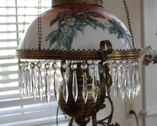 hanging oil ceiling lamp, converted to electric