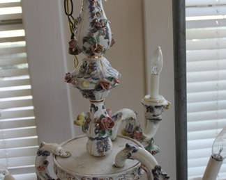 Capodimonte chandelier. One branch needs glue