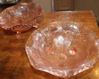 pink glass Stag and Holly