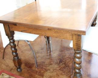 draw-leaf pub table, barley twist legs