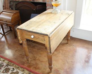 primitive drop-leaf dining table