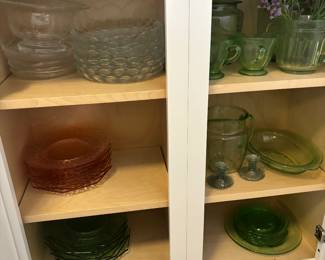 Depression glass Pink and Green
