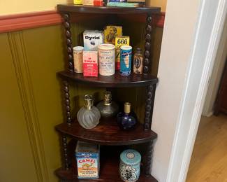 Vintage medicines, corner shelf 