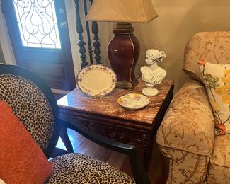Marble top table, decor