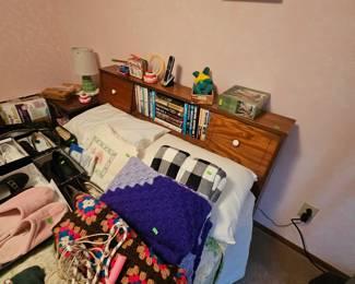 Afghans, blankets, shoes