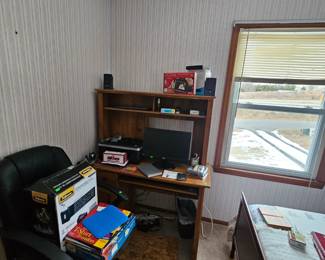 Desk, chair, printer