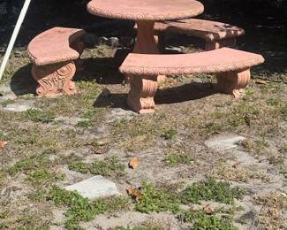 outdoor stone patio picnic table