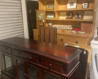 mahogany cabinet, pine  hutch