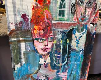 New Orleans artist Philip Dart cartoon oil painting 