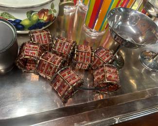 Set 8 art nouveau napkin rings