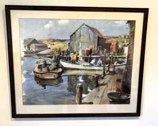 Fisherman's Wharf print by James M. Sessions, American artist 1882-1962 33"W x 27 1/2"H $75.00