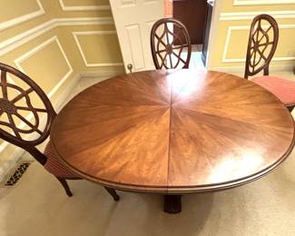 BUY IT NOW! $275.00. Call Jan at 314 960-5700. 52" Oval Pedestal base dining room table-without leaves With Two 22" leaves opens to 96"